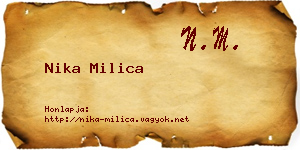 Nika Milica névjegykártya